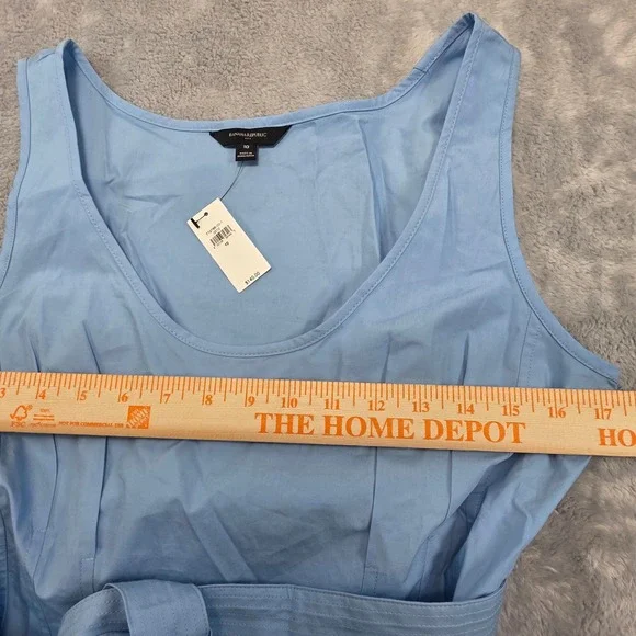 Banana Republic Women 10 Blue Poplin Scoop Princess Seams Midi Dress Tie Waist - Picture 3 of 8